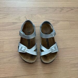Birkenstock Kids Metallic Silver Sandals